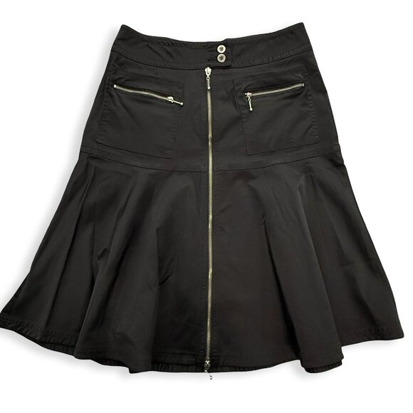 Kenar Dresses & Skirts - Kenar Skirt Womens 8 Black Goth Flare Retro A-Line Zip Front‎ Pockets Parachute